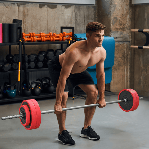 SPORTNOW Conjunto de Barra de Pesos 30 kg com Discos Conjunto de Musculação com 6 Discos e 1 Barra para Treino de Força Levantamento de Pesos em Casa Ginásio Escritório 170x26x26 cm Vermelho