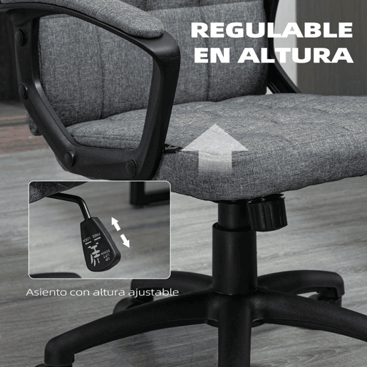 Vinsetto Cadeira de Escritório Cadeira de Escritório Giratória com Altura Ajustável e Apoio para os Braços Estilo Moderno Carga 120 kg para Estudio 59x63x96-105,5 cm Cinza