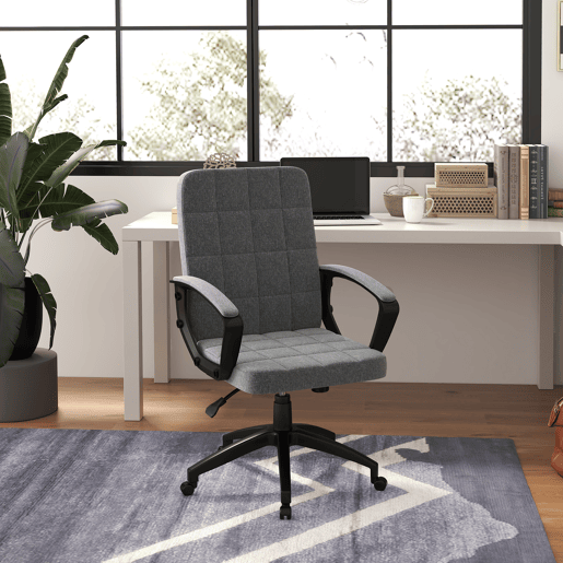 Vinsetto Cadeira de Escritório Cadeira de Escritório Giratória com Altura Ajustável e Apoio para os Braços Estilo Moderno Carga 120 kg para Estudio 59x63x96-105,5 cm Cinza