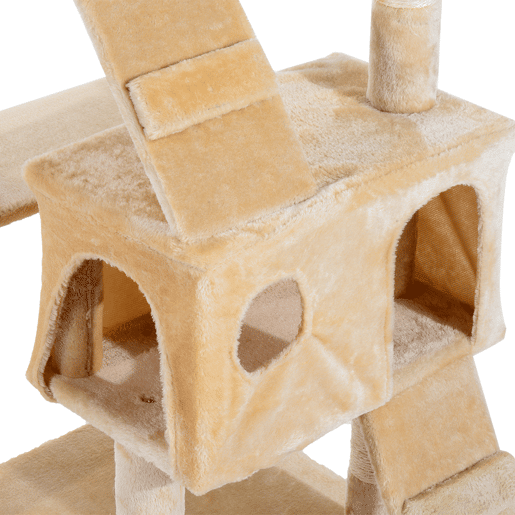 PawHut Arranhador para Gatos Grande 49x49x173 cm com Múltiplos Níveis Cavernas Brinquedos Suspensos Centro de Atividades de Sisal Bege