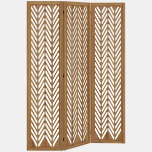 HOMCOM Biombo de 3 Painéis Separador de Ambientes Dobrável 120x1,7x170 cm Divisor de Ambientes de Madeira com Padrões Geométricos para Escritório Dormitório Madeira