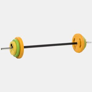 HOMCOM Conjunto de Barra de Pesos Conjunto de Musculação com 6 Discos de Pesos 1,5kg 2,5kg 5 kg Intercambiáveis para Treino de Força Braços em Ginásio Casa 130x28x28 cm Multicor