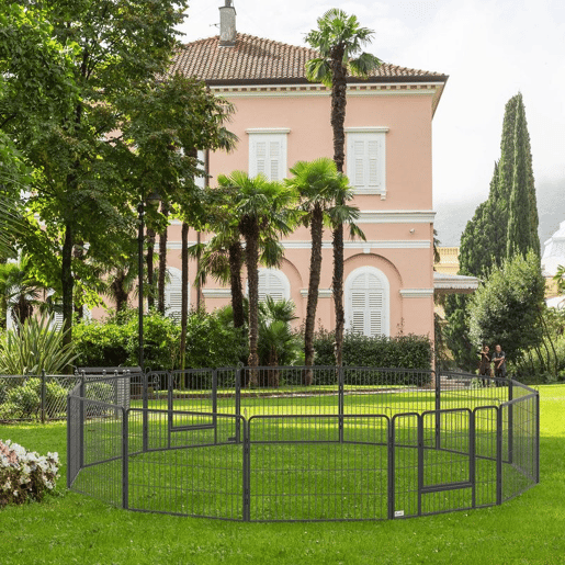 PawHut Parque para Cães com 12 Painéis Recinto para Animais de Estimação Modular com 2 Portas para Interior e Exterior Aço 80x60 cm Preto