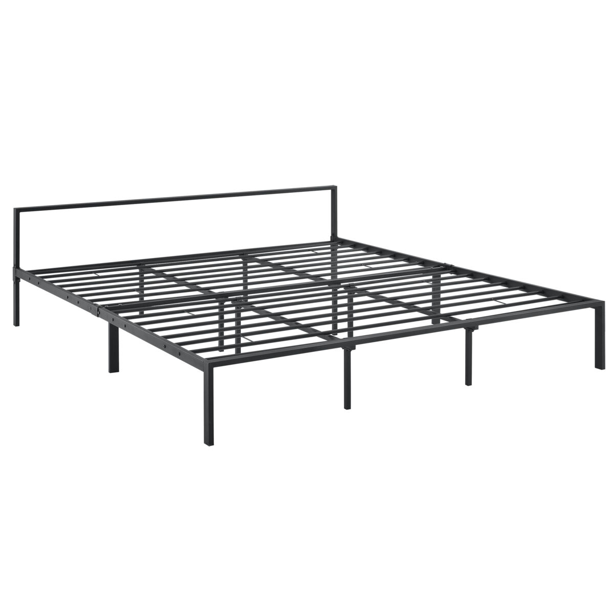 cama doble imatra de metal con somier - minimalista - 180 x 200 cm - negro mate encasa