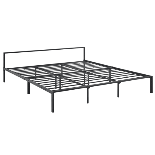 Cama casal metálica Imatra com base de ripas - Minimalista - 180 x 200 cm - Preto mate en.casa