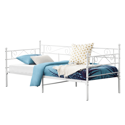Cama individual Kreava com Apoio de cabeça e pés em metal 90x200cm Branco en.casa