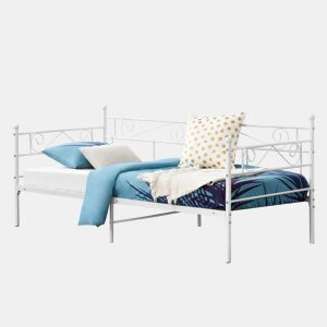 Cama individual Kreava com Apoio de cabeça e pés em metal 90x200cm Branco en.casa
