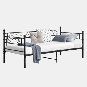 Cama individual Kreava com Apoio de cabeça e pés em metal 90x200cm Preto en.casa