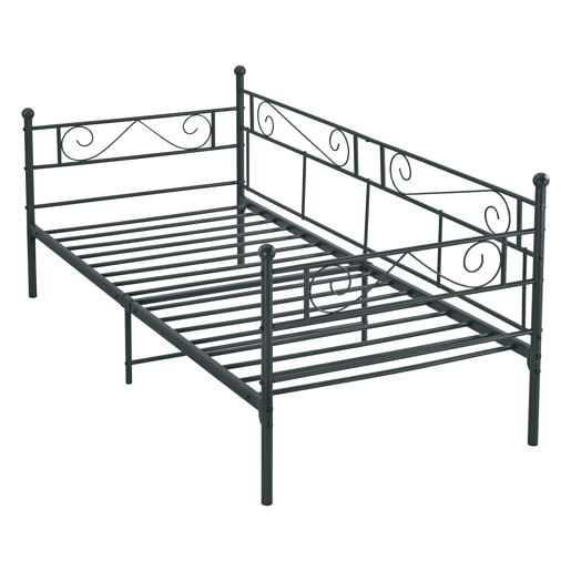 Cama individual Kreava com Apoio de cabeça e pés em metal 90x200cm Preto en.casa Cama individual Kreava com Apoio de cabeça e pés em metal 90x200cm Preto en.casa