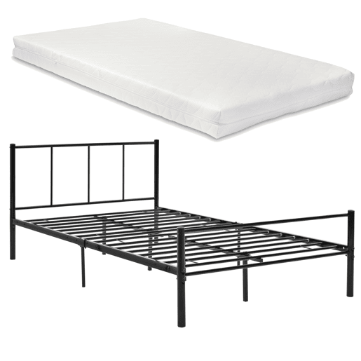 Cama individual Laos com colchão de espuma fria 120 x 200 cm e estrado metálico - Preto en.casa