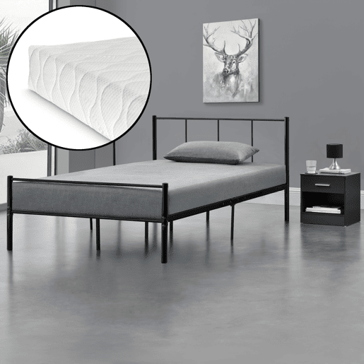 Cama individual Laos com colchão de espuma fria 120 x 200 cm e estrado metálico - Preto en.casa