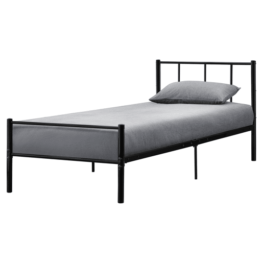 Cama individual Laos com colchão de espuma fria 90 x 200 cm e estrado metálico - Preto en.casa.