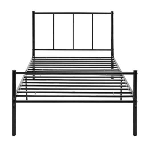 Cama individual Laos com colchão de espuma fria 90 x 200 cm e estrado metálico - Preto en.casa.