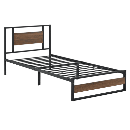 Cama individual Villach com estrado de molas- aço 90 x 200cm- Preto mate en.casa