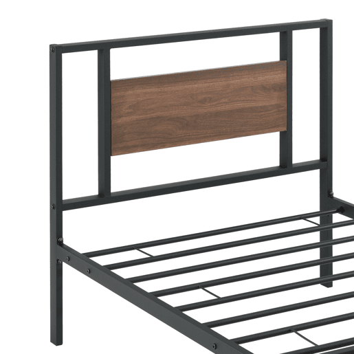 Cama individual Villach com estrado de molas- aço 90 x 200cm- Preto mate en.casa