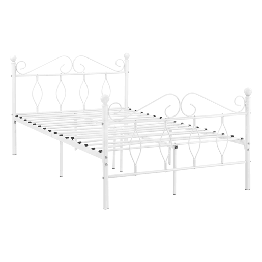 Cama individual Apolda com estrado e apoio para a cabeça- metal 120 x 200 cm Branco mate en.casa