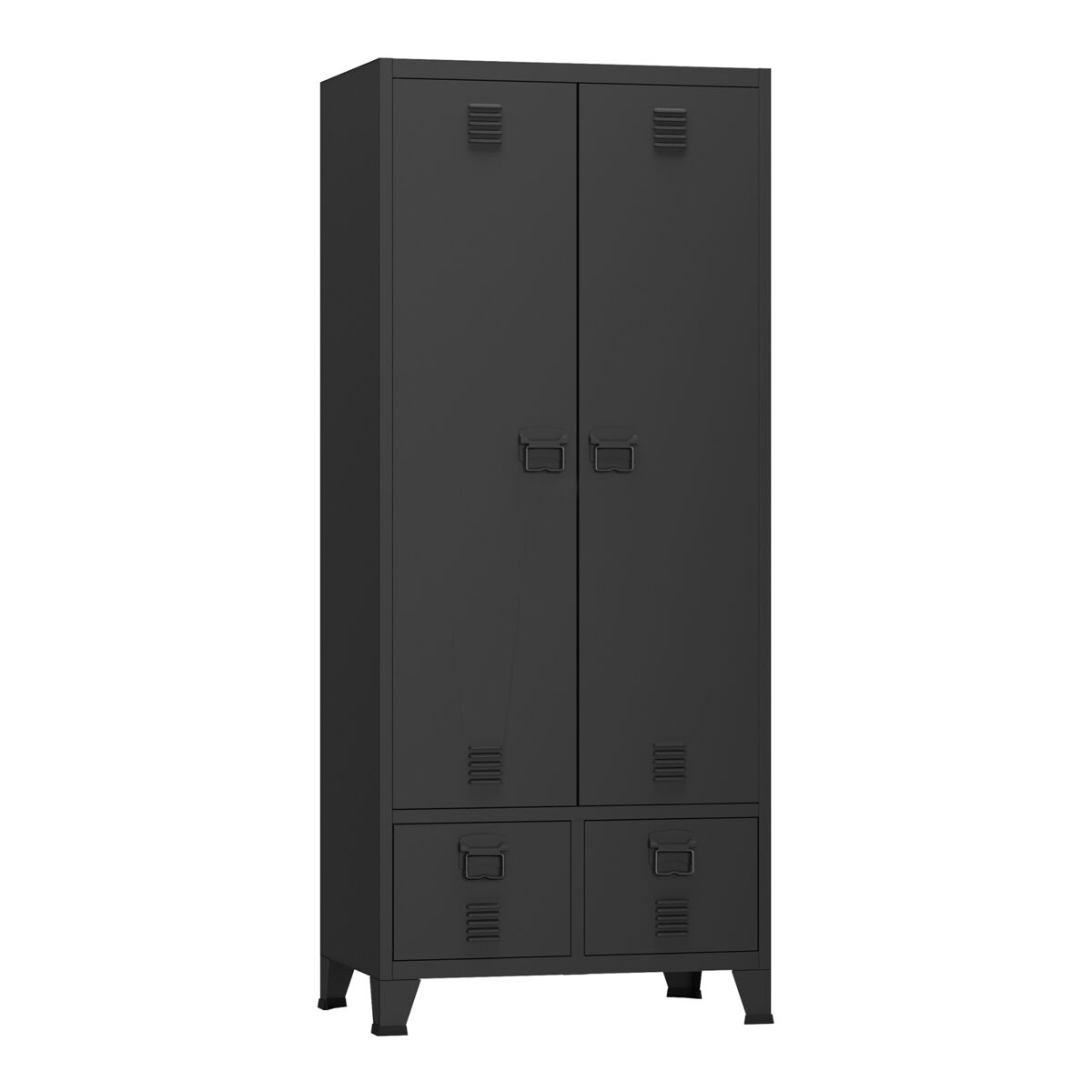 Armario Ropero Hankasalmi (2 puertas 1 perchero 4 compartimento 90 Negro