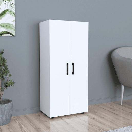 Armário Åsnes com 2 portas e 3 compartimentos em aglomerado de madeira 108 x 49 x 32 cm - Branco en.casa
