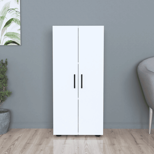 Armário Åsnes com 2 portas e 3 compartimentos em aglomerado de madeira 108 x 49 x 32 cm - Branco en.casa