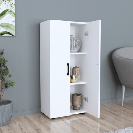 Armário Åsnes com 2 portas e 3 compartimentos em aglomerado de madeira 108 x 49 x 32 cm - Branco en.casa