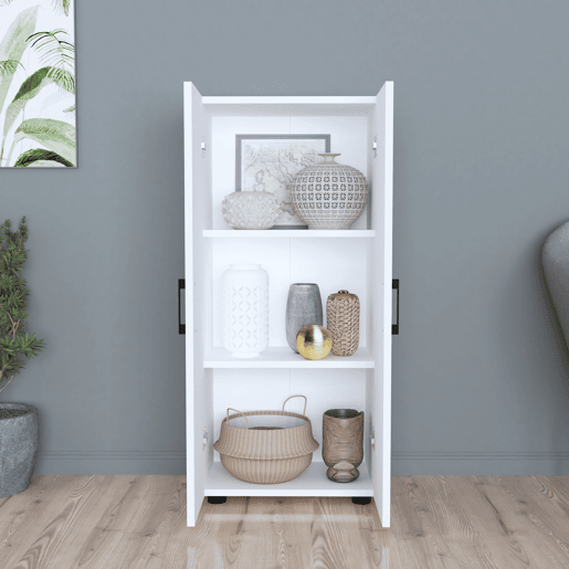 Armário Åsnes com 2 portas e 3 compartimentos em aglomerado de madeira 108 x 49 x 32 cm - Branco en.casa