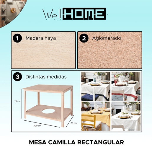 Tabela fabricada em madeira de faia, finalizada sem verniz, 120x75x75 cm