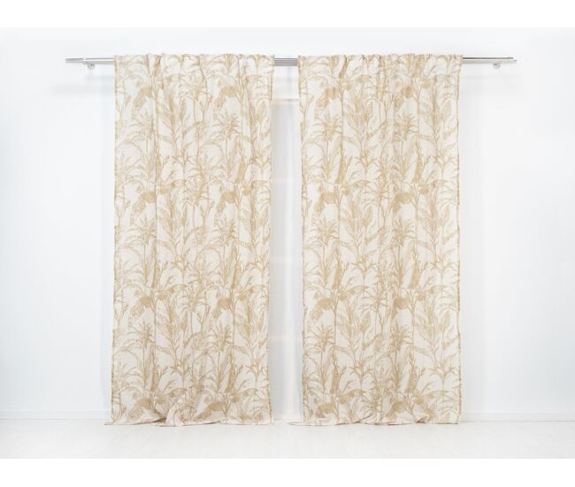 Visillo translúcido monstera con motivo tropical monstera - beige - 140x260