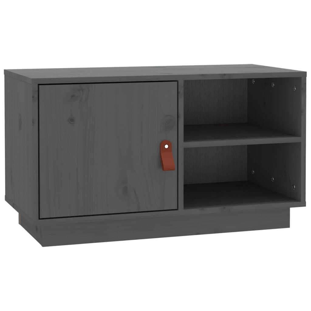 mueble de tv de madera maciza de pino gris 70x34x40 cm