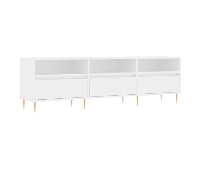 Mueble de tv madera contrachapada blanco 150x30x44,5 cm