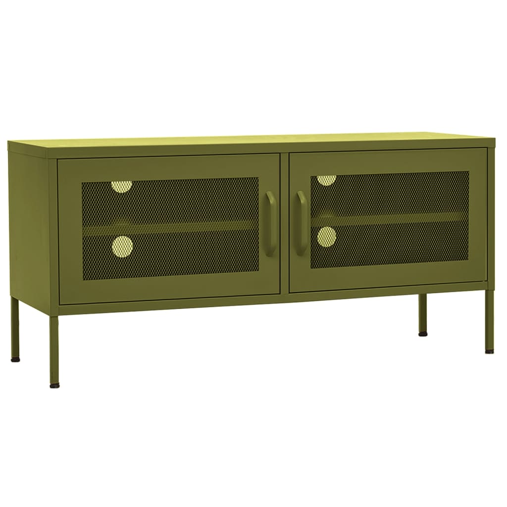 mueble de tv verde oliva 105x35x50 cm acero