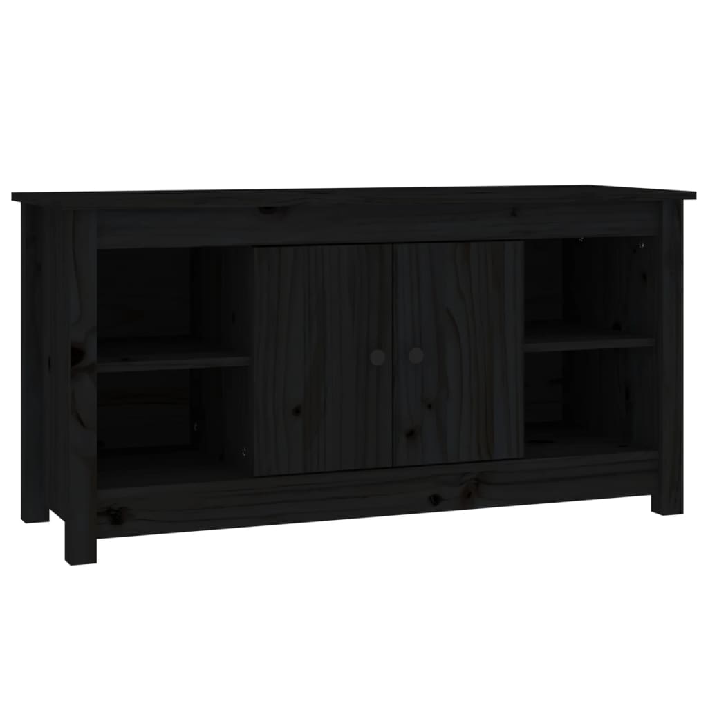 Mueble de tv de madera maciza de pino negro 103x36,5x52 cm