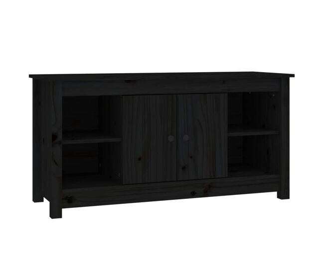 Mueble de tv de madera maciza de pino negro 103x36,5x52 cm