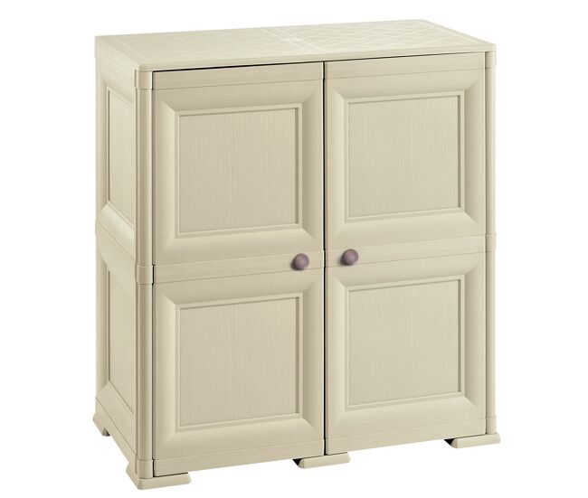 Caja de almacenamiento multiusos de 4 compartimentos y 4 puertas gris