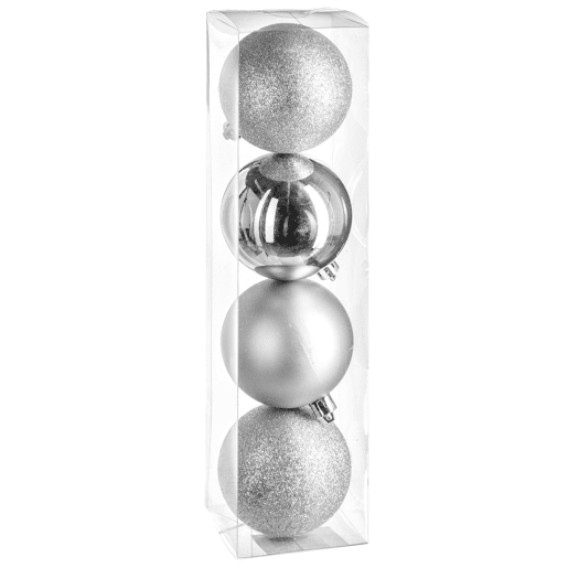 Bola de Natal 80mm x 4 prata.