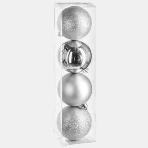 Bola de Natal 80mm x 4 prata.