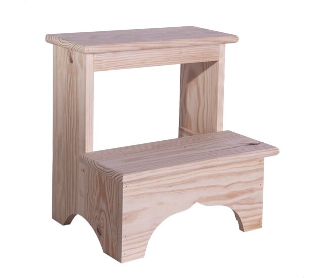 Taburete escalon fabricado en madera, acabado en aceite, 40x30x40 cm