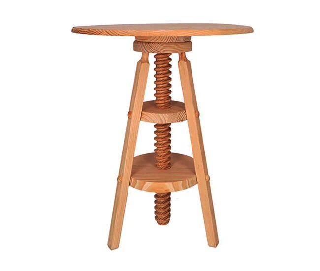 Mesa giratoria en madera de pino acabado en barniz, 59,5x59,5x65 cm