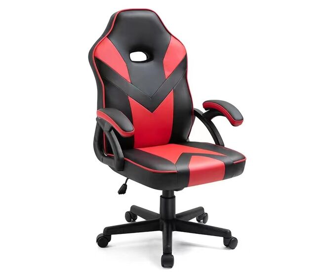 Silla oficina gaming universal roja con reposabrazos