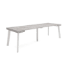 Mesa Consola Extensível, Cozinha, Sala de jantar, 262x90x73cm, Para 12 pessoas, Pés de madeira, Estilo moderno, Cimento