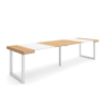 Mesa Consola Extensível, Cozinha, Sala de jantar, 302x90x73cm, Para 14 pessoas, Pés de madeira, Estilo moderno, Carvalho e branco