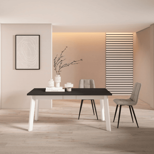 Mesa Sala de Jantar, Mesa Cozinha, 167x90x75cm, Para 8 pessoas, Pés de madeira, Preto