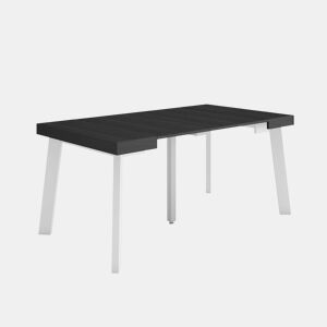 Mesa Consola Extensível, Cozinha, Sala de jantar, 160x90x73cm, Para 8 pessoas, Pés de madeira, Estilo moderno, Preto