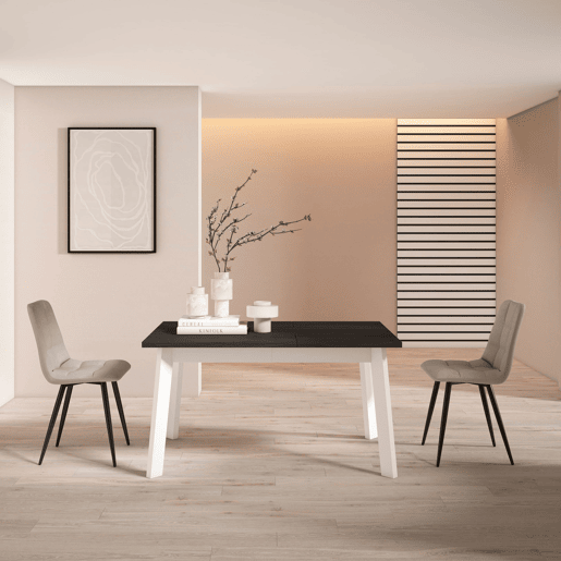 Mesa Sala de Jantar, Mesa Cozinha, 140x90x75cm, Para 6 pessoas, Pés de madeira, Preto