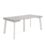 Mesa Consola Extensível, Cozinha, Sala de jantar, 180x90x73cm, Para 8 pessoas, Pés de madeira, Estilo moderno, Cimento