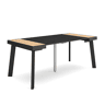 Mesa Consola Extensível, Cozinha, Sala de jantar, 180x90x73cm, Para 8 pessoas, Pés de madeira, Estilo moderno, Carvalho e preto