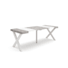Mesa Consola Extensível, Cozinha, Sala de jantar, 222x90x73cm, Para 10 pessoas, Pés de madeira, Estilo moderno, Branco e cinzento