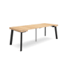 Mesa Consola Extensível, Cozinha, Sala de jantar, 222x90x73cm, Para 10 pessoas, Pés de madeira, Estilo moderno, Carvalho
