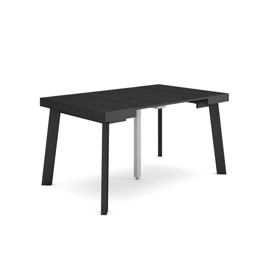 Mesa Consola Extensível, Cozinha, Sala de jantar, 140x90x73cm, Para 6 pessoas, Pés de madeira, Estilo moderno, Preto Mesa Consola Extensível, Cozinha, Sala de jantar, 140x90x73cm, Para 6 pessoas, Pés de madeira, Estilo moderno, Preto