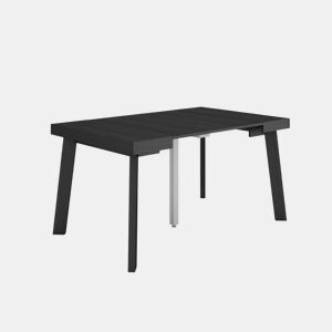 Mesa Consola Extensível, Cozinha, Sala de jantar, 140x90x73cm, Para 6 pessoas, Pés de madeira, Estilo moderno, Preto