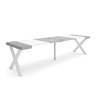 Mesa Consola Extensível, Cozinha, Sala de jantar, 302x90x73cm, Para 14 pessoas, Pés de madeira, Estilo moderno, Branco e cinzento